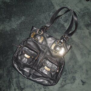 Authentic B Makowsky Large Black Leather Hobo Bag